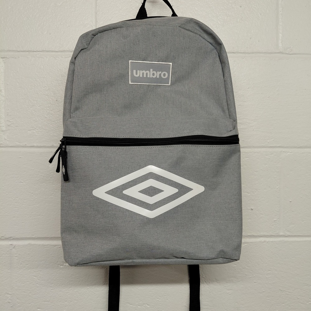 Umbro 17" Double‎ Padded Strap School Backpack - Heather Gray Multi Pockets Logo